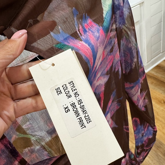 Rococo Sand Brown Floral Long-Sleeve Mini Dress with Purple Print - Picture 7 of 9